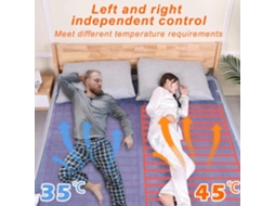 Manta Electrica Con Doble Control Inteligente, 180 X 200 Cm, Almohadilla Térmica De Franela Para Camas,9 Niveles De Temperatura, Azul Nuevonuevo Novo