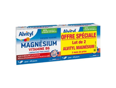 Alvityl Magnésio Vitamina B6 Recipiente de 2 x 45 comprimidos ALVITYL