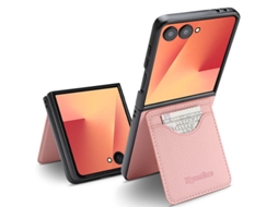 Capa Para Samsung Galaxy Z Flip 7 Carteira De Couro Rosa Czhhmart
