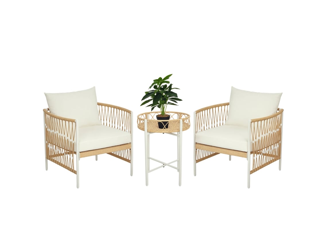 Conjunto de Jardim Pe, Poliéster Cor Bege, Creme, Branco 72x66x64 cm Outsunny