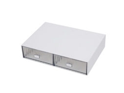 Organizador de Gavetas para Mesa Plástico Diy À Prova de Água e Poeira com 2 Gavetas Branco Listrado | S/MARCA