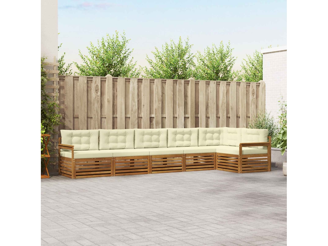 Vidaxl Conjunto De Sofás Para Exterior 6 Unid. Natural E Creme