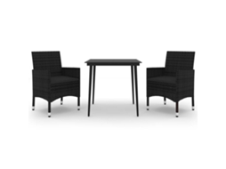Garden Dining Set, Garden Dining Sets Vidaxl Preto Rattan / Vime (80 Cm Table Length)
