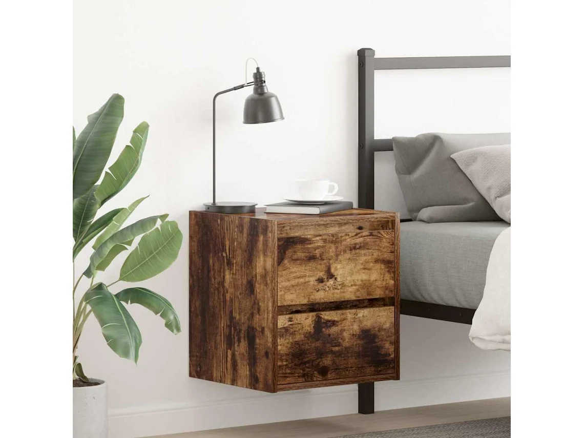 Vidaxl Mesa De Cabeceira De Parede 38x34x40 Cm Cor Carvalho Fumado