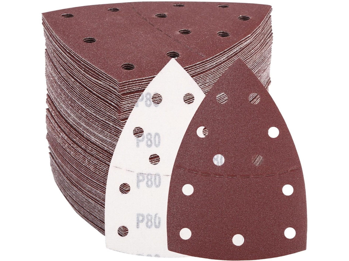 Lixa Triangular Profissional Para Detalhes, Grão 80, 100 Unidades, Ideal Para Lixar E Polir, Com 11 Furos. Aquaforge