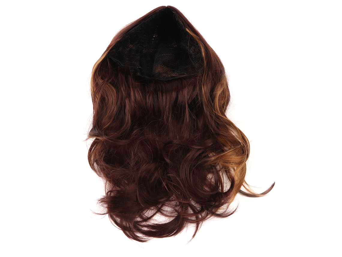 Peruca longa castanha sintética com mechas claras em camadas, modelo 2026, para mulheres.