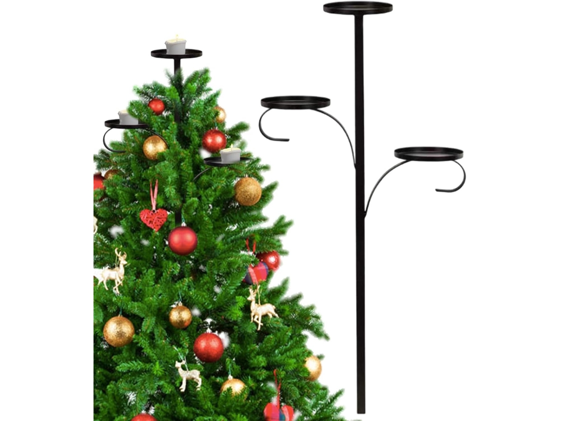 Candelabro Preto, Lustre Para Árvore De Natal, Decoração Iluminada, Porta-velas.