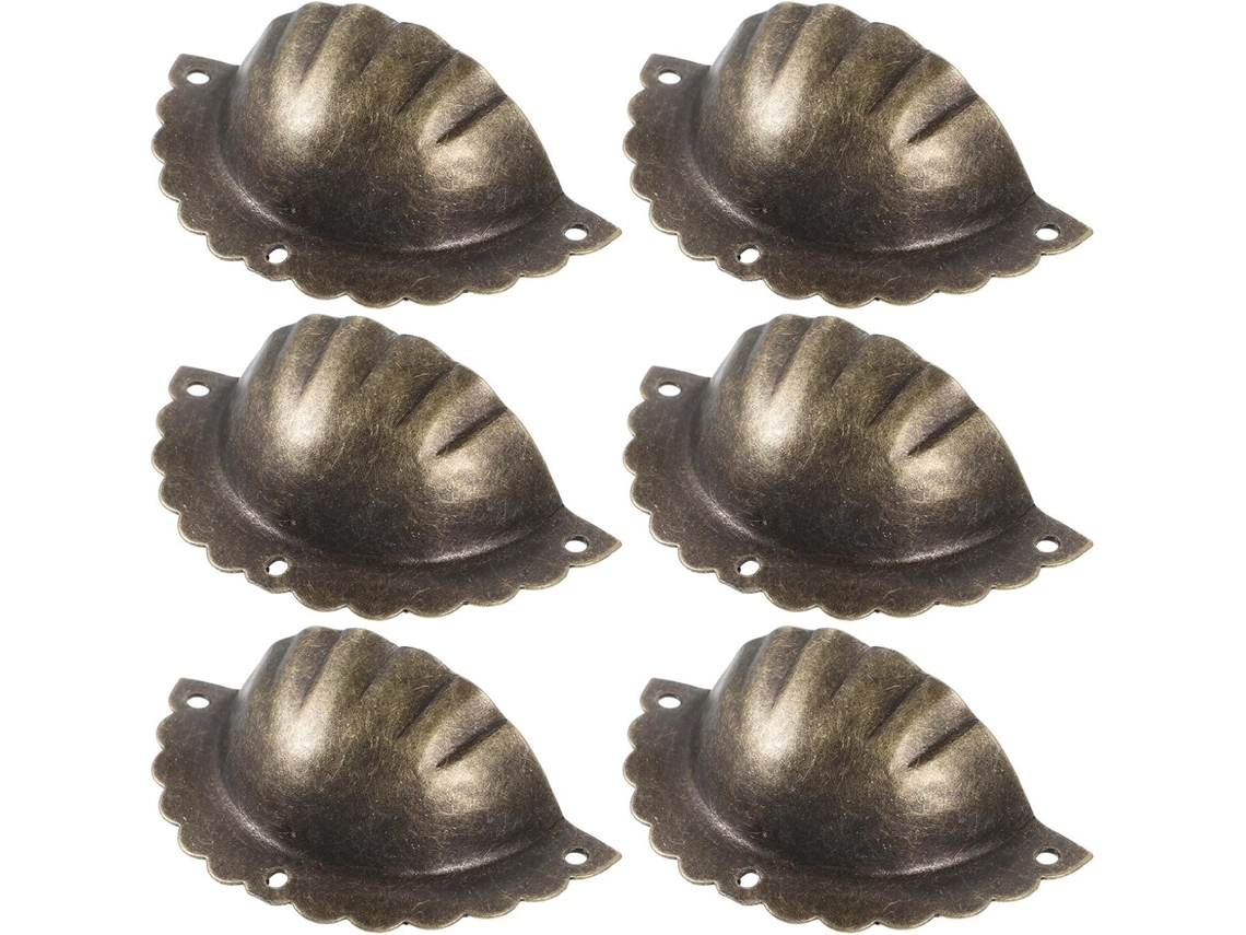 Ultechnovo Conjunto De 6-puxadores Armário Em Latão Antigo, Formato Semicircular, Espaçamento Entre Furos De 6, 5cm