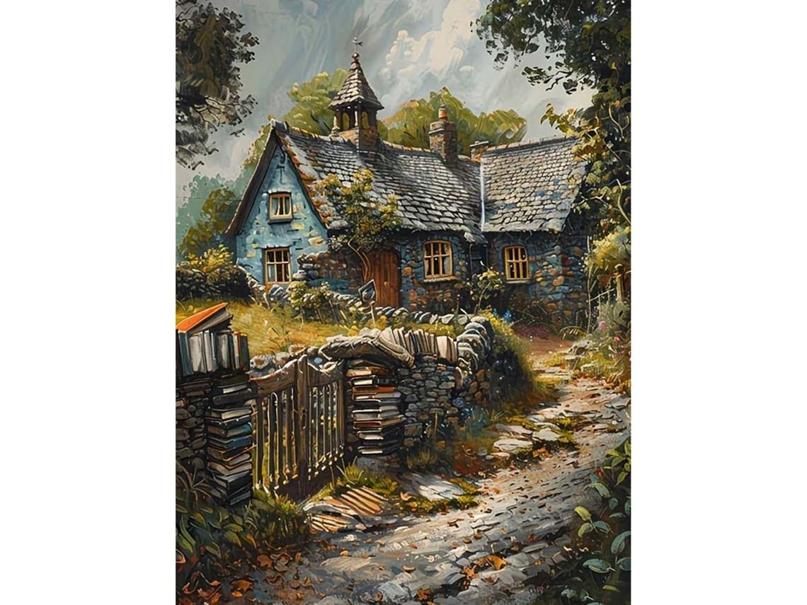 Kit de Pintura com Diamantes 5d, Broca Redonda Completa, com Ferramentas, Tela, Padrão de Paisagem, Decoração para Quarto e Sala de Estar. AQUAFORGE
