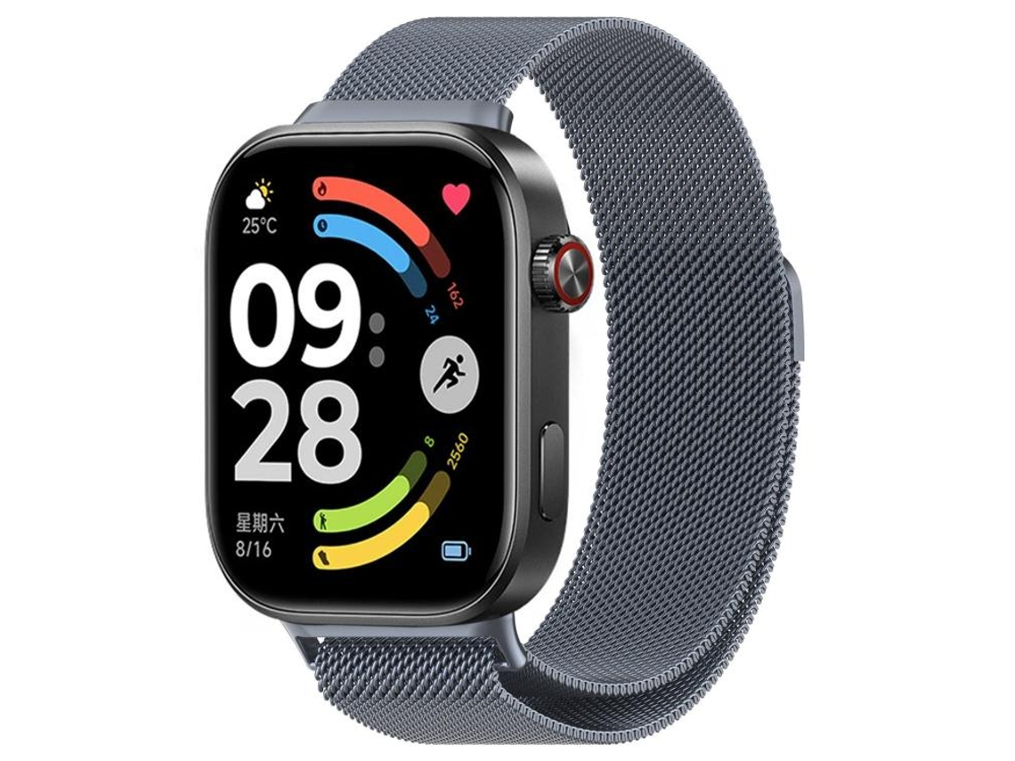 Bracelete Para Redmi Watch 6 / 5 / 4 - Milan Magnética - Malha De Aço Cinza Espacial