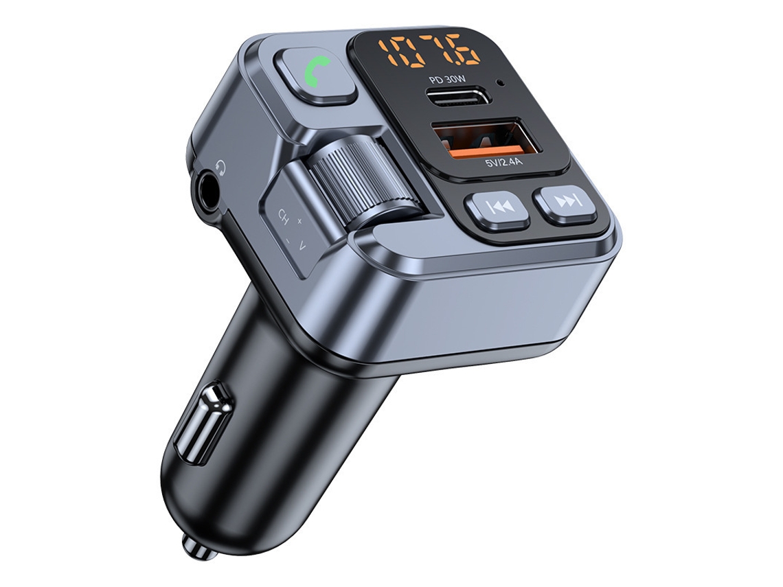 Transmissor Fm Handsfree Car Bluetooth 5.1 Mp3 Player Stereo Car Fm Modulator Pd30w Carga Rápida Car Aux Adaptador Bluetooth*