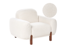 Sillón Beliani Odnes De Bouclé Blanco 110x90x81