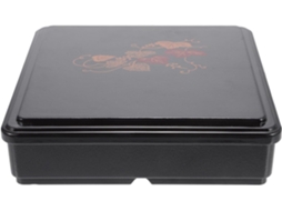 Magiclulu Marmita Japonesa Bento Com Divisórias E Tampa, Em Melamina Preta, Recipiente Portátil Para Sushi E Almoço Em