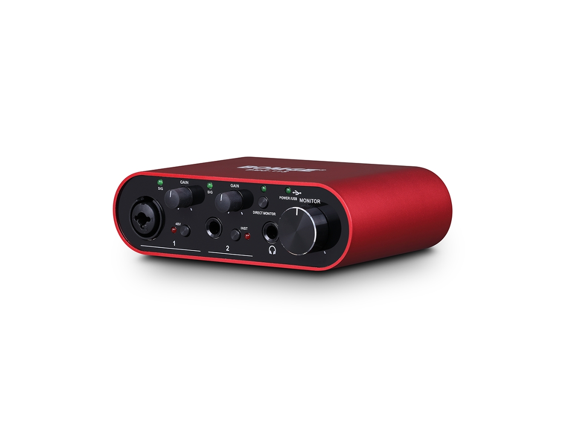 (vermelho) Placa De Som Profissional Com Amplificador De Fone De Ouvido E Funções De Monitoramento, 24 Bits/192 Khz