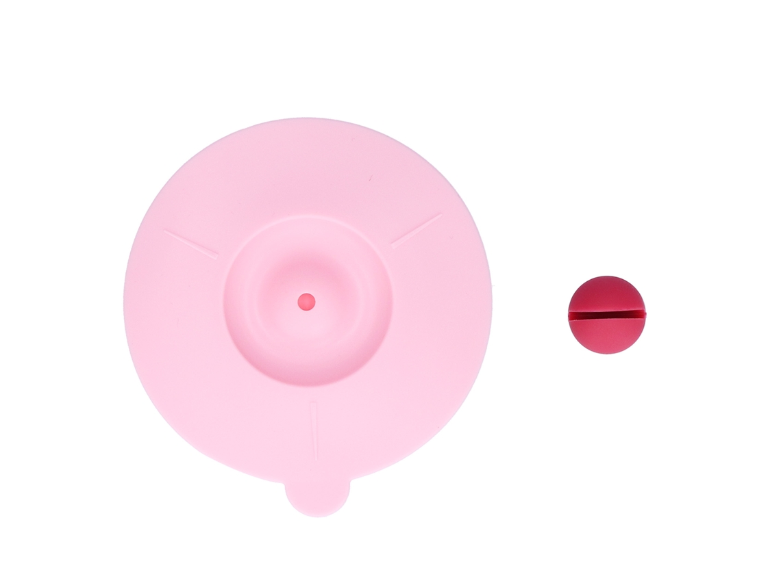 Tapa De Silicona Para Taza Con Succión Fuerte Y Cuchara Integrada, Bordes Redondeados, Color Rosa