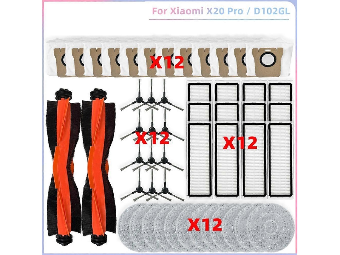 Kit De Acessórios Para Aspirador Robô Xiaomi X20 Pro / D102gl: Escova Lateral Principal, Filtro Hepa, Pano De Limpeza, Sacos De Pó._ozo