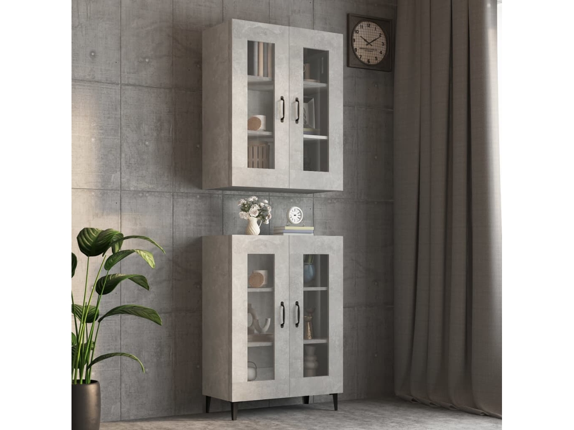 Armario de pared suspendido 69,5x34x90 cm Gris Cemento