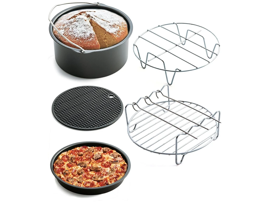 Acessórios Para Airfryer Forma Para Bolo, Prato Para Pizza, Conjunto De 5 Peças Slowmoose
