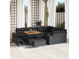 Vidaxl Conjunto De Sofá De Jardim 12 Unid. Preto Vime Pe