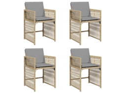 Maison Exclusive - Cadeiras De Jardim Com Almofadões 4 Pcs Vime Pe Bege Misturado