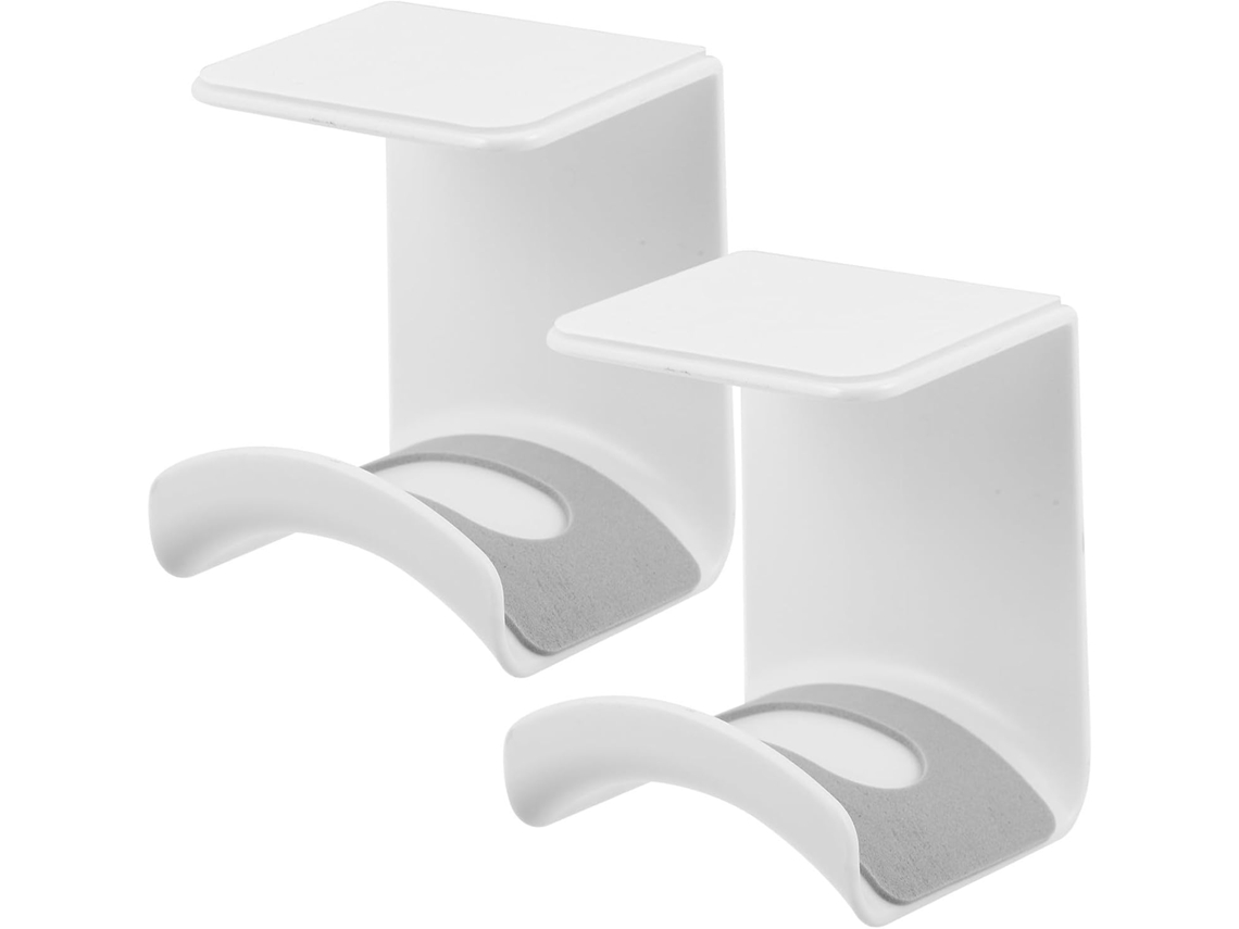 Suporte Para Fones De Ouvido Plástico Branco Instalação Embaixo Da Mesa, Com Gancho Adesivo Sem Necessidade De Furar