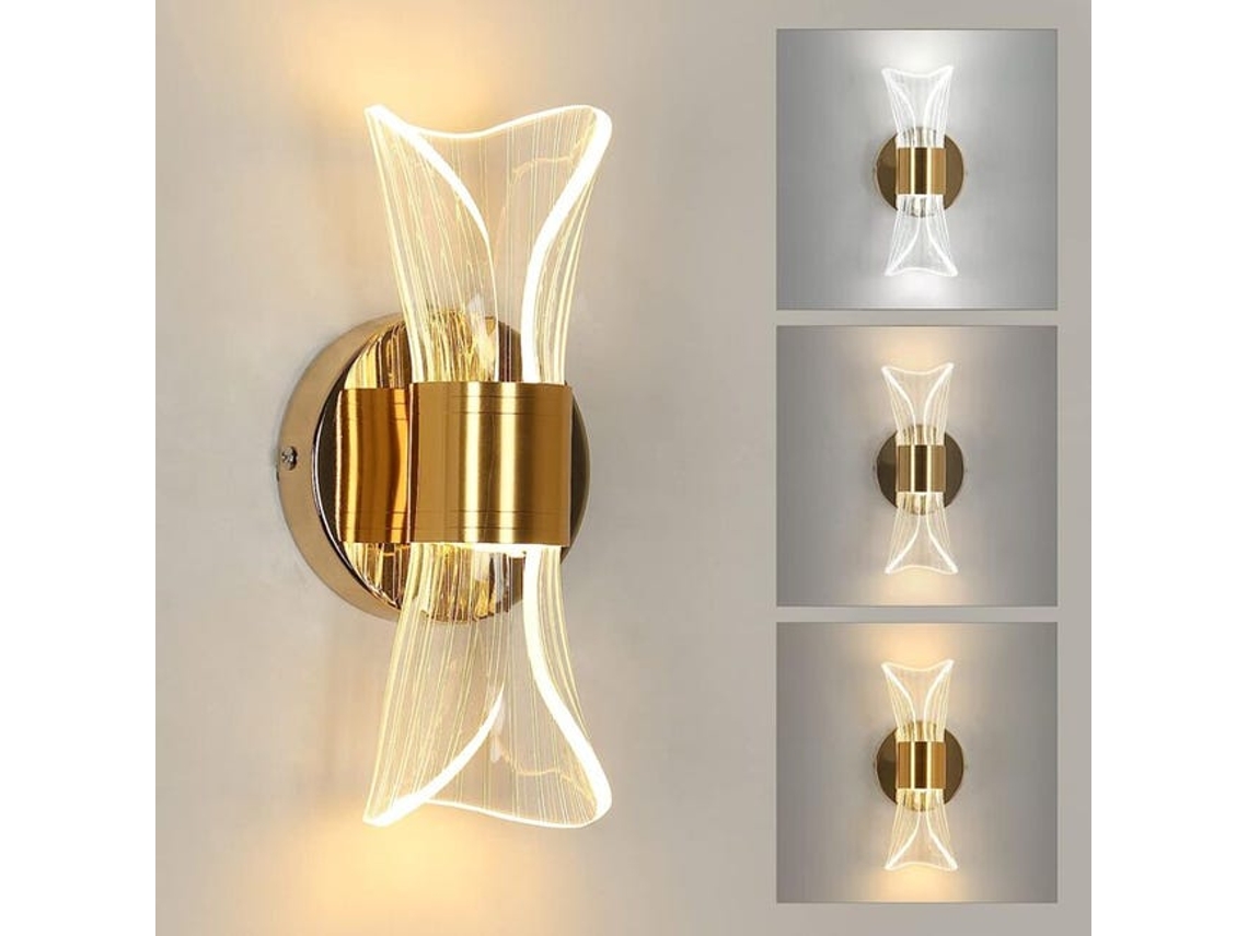 Aplique Led Dourado Regulável 3000k-6000k Para Quarto E Corredor