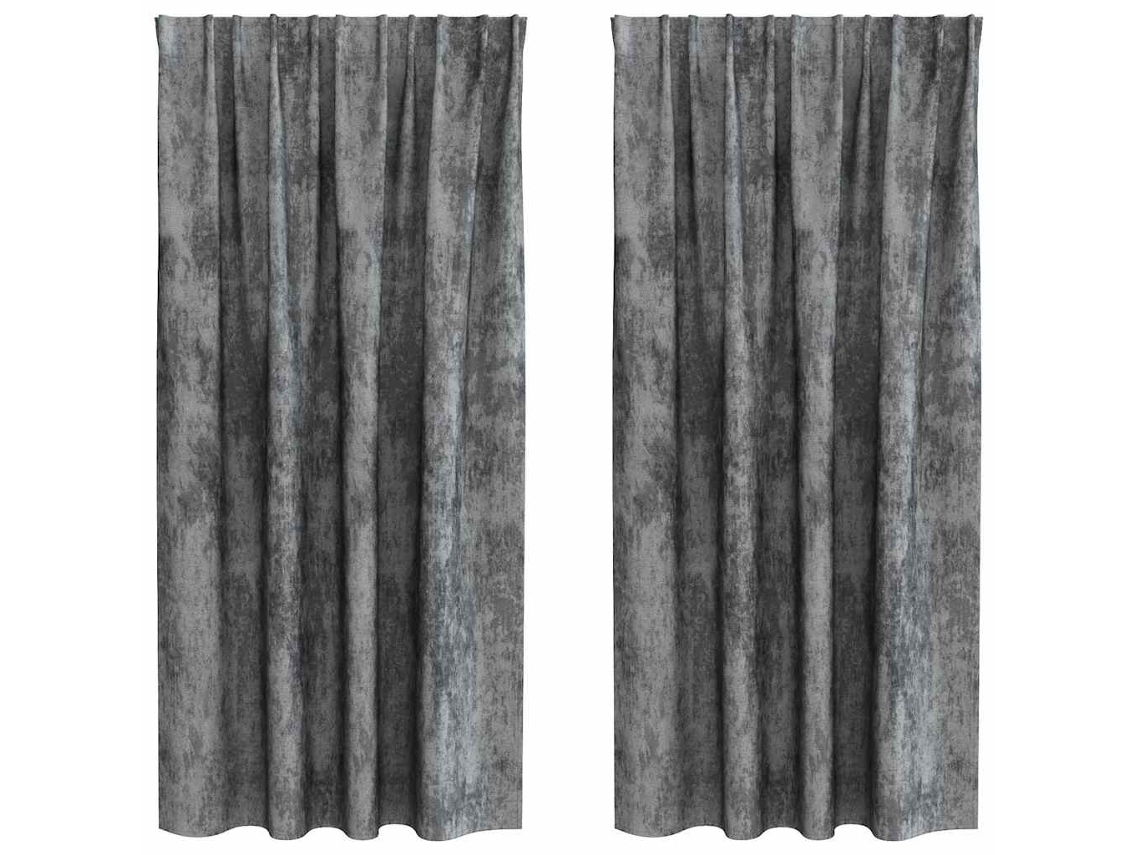 Conjunto 2 Cortinas De Veludo Vidaxl Cinzento Veludo (175 X 140 Cm)