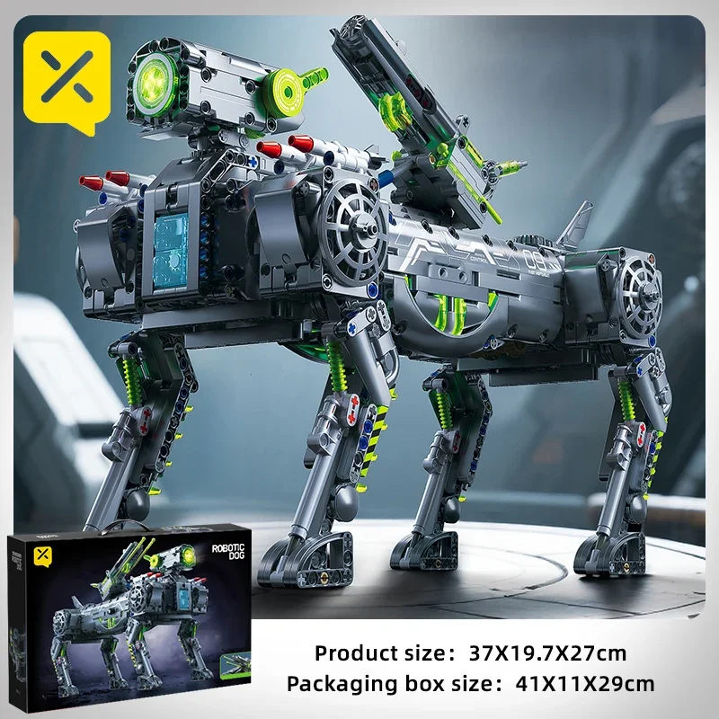 Conjunto De Blocos De Montar (estático) De Um Cão Robô Mecânico Com Cauda Flexível Giratória.