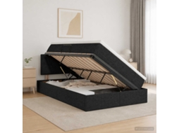 Vidaxl Cama De Armazenamento Led Com Colchão Preto 120 X 200 Cm Tecido