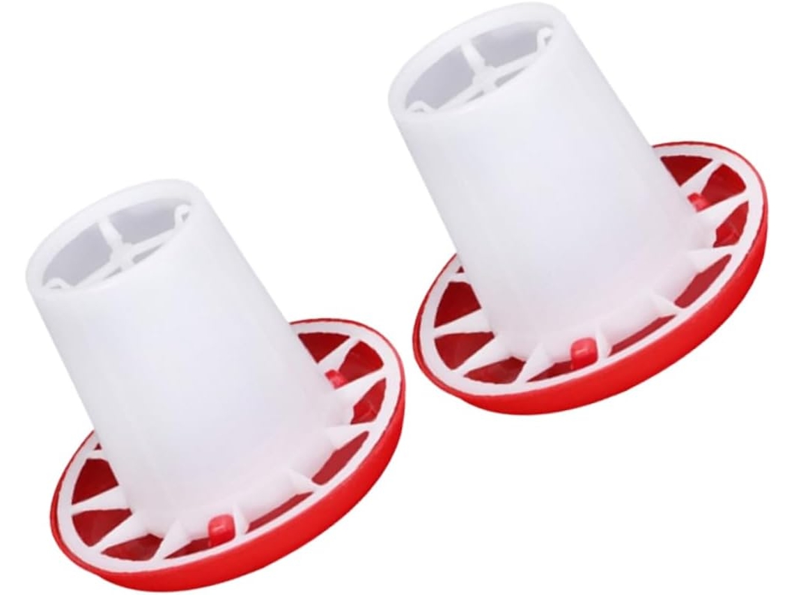 Conjunto De 2 Comedouros De Plástico Vermelho Para Galinhas, Resistentes A Quedas.
