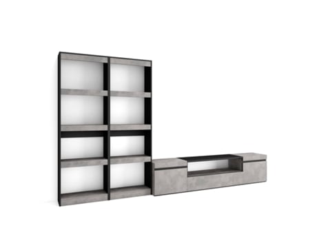 Conjunto de Móveis Tv 320X186X35cm para Televisores Até 80 Estante para Tv Cimento SKRAUT HOME