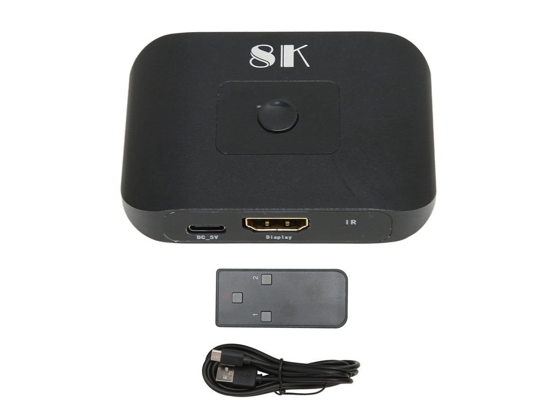Switcher De Interface Multimídia Hd 2x1 Com Controle Remoto, 8k A 60hz, Splitter 2 Em 1