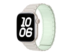 Pulseira Magnética de Silicone Halinuia para Apple Watch Series 1 11/ultra 1 3/se3 , Design Esportivo Respirável. Branco Verde Menta (42 49 Mm)