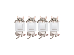Adesivos Para Interruptores Removíveis, 4 Unidades De Gatos Fofos, Adesivos De Parede De Desenho Animado, Decoração Diy Para Casa