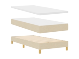 Conjunto 1 Cama Box Vidaxl Creme Tecido (100 X 200 Cm)