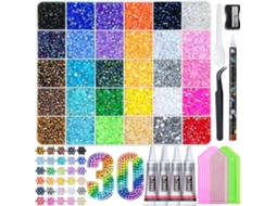 Kit de Aplicação de Strass, Aplicador com Strass e Ferramentas, Ideal para Decorar Roupas e Unhas com Strass . CZHHMART (30 Grades)