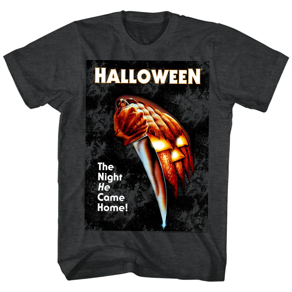 Unisex Adult T-shirt Rockinstone Halloween The Night He Came Home Heather Black Sizes
