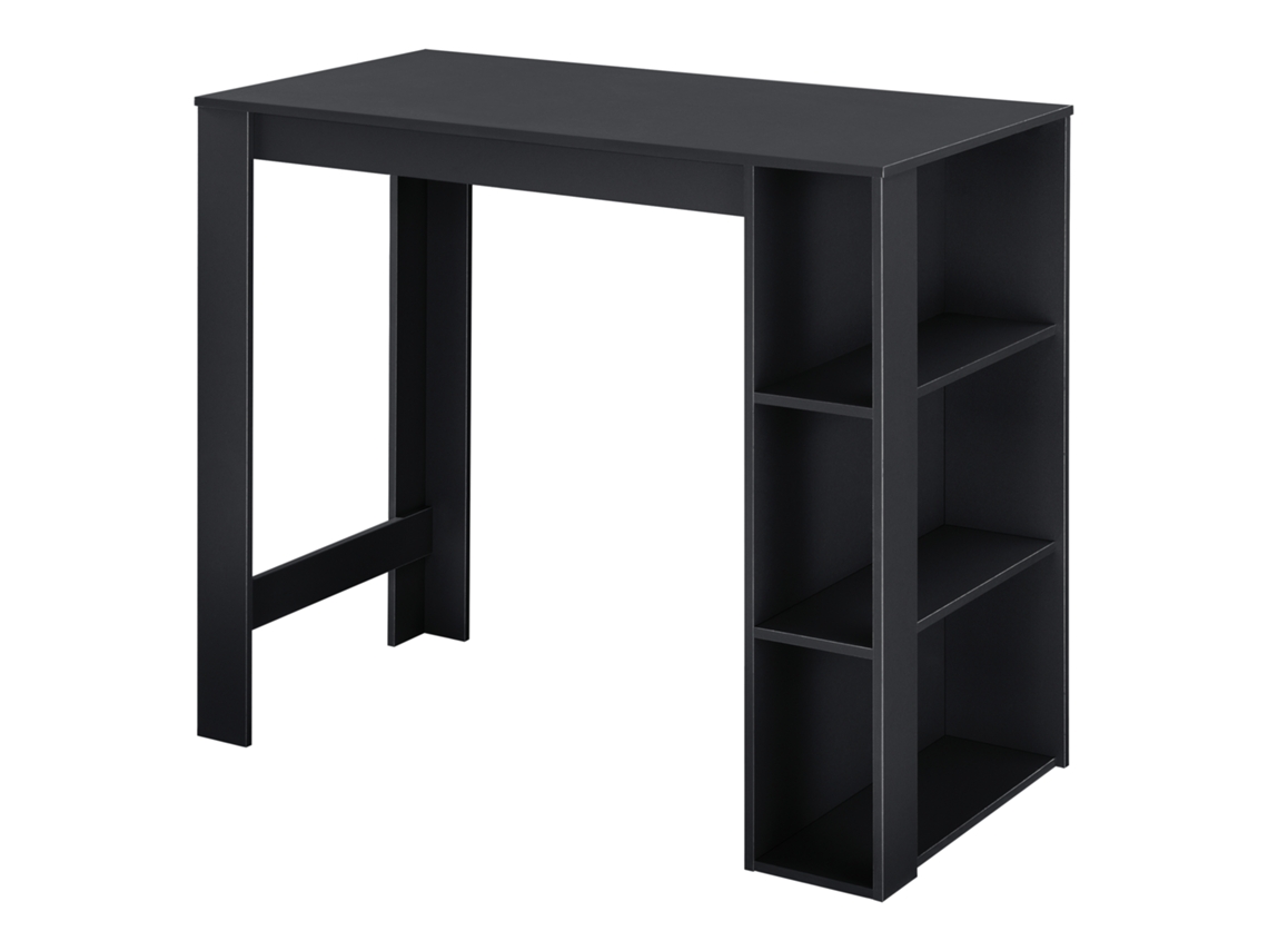 Mesa de bar Danderyd com 3 prateleiras 120x60x106 cm Preto [[EN.CASA]]