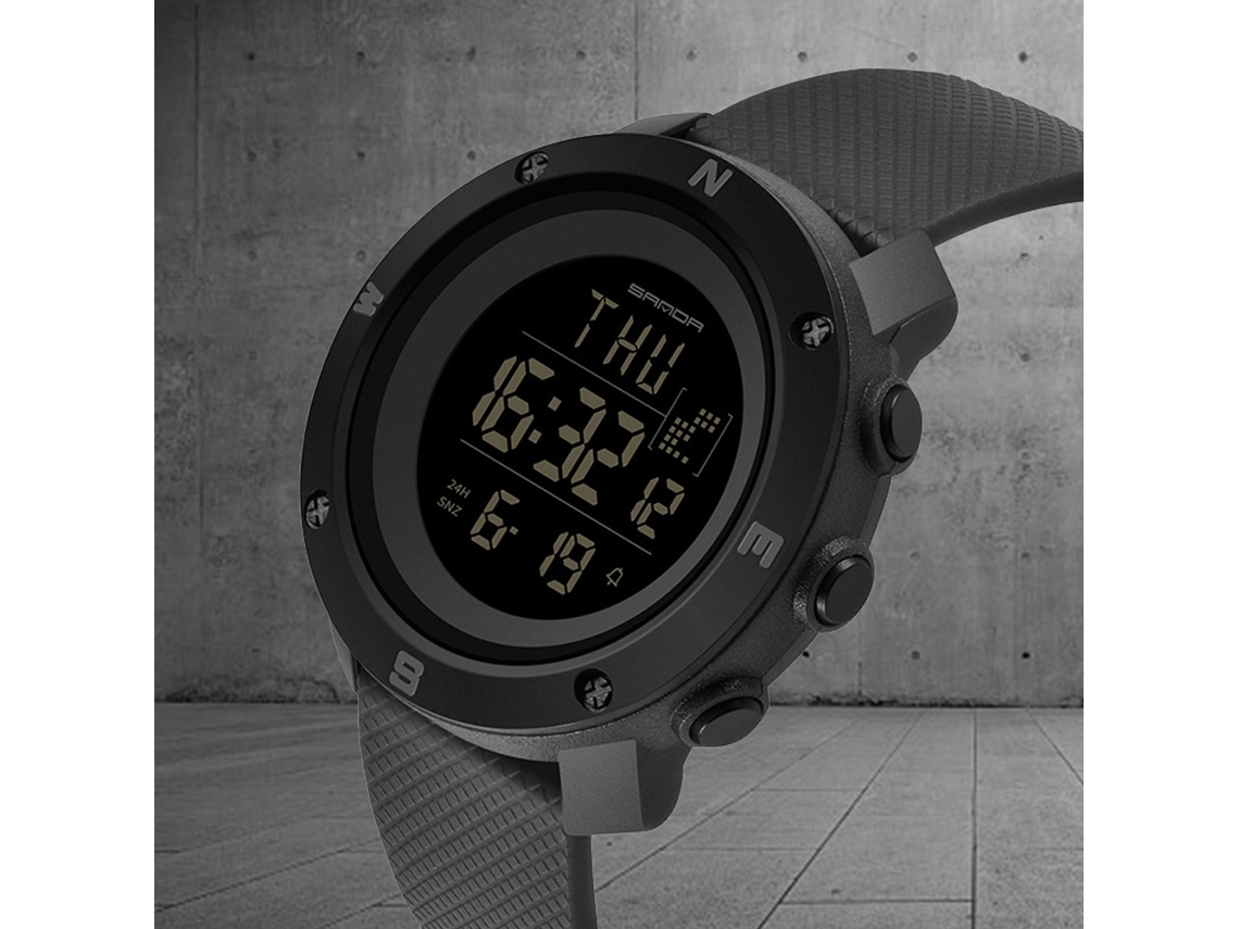 Reloj Digital Deportivo Impermeable Luminoso Multifuncional Para Hombre Niño Gris