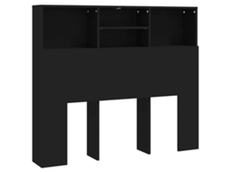 Cabeceira de cama com guarda-roupa, 120x19x103,5 cm, preta, exclusiva da MAISON.
