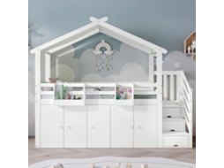 Beliche 90x200 Com Guarda-roupa, Armários E Escada De Acesso