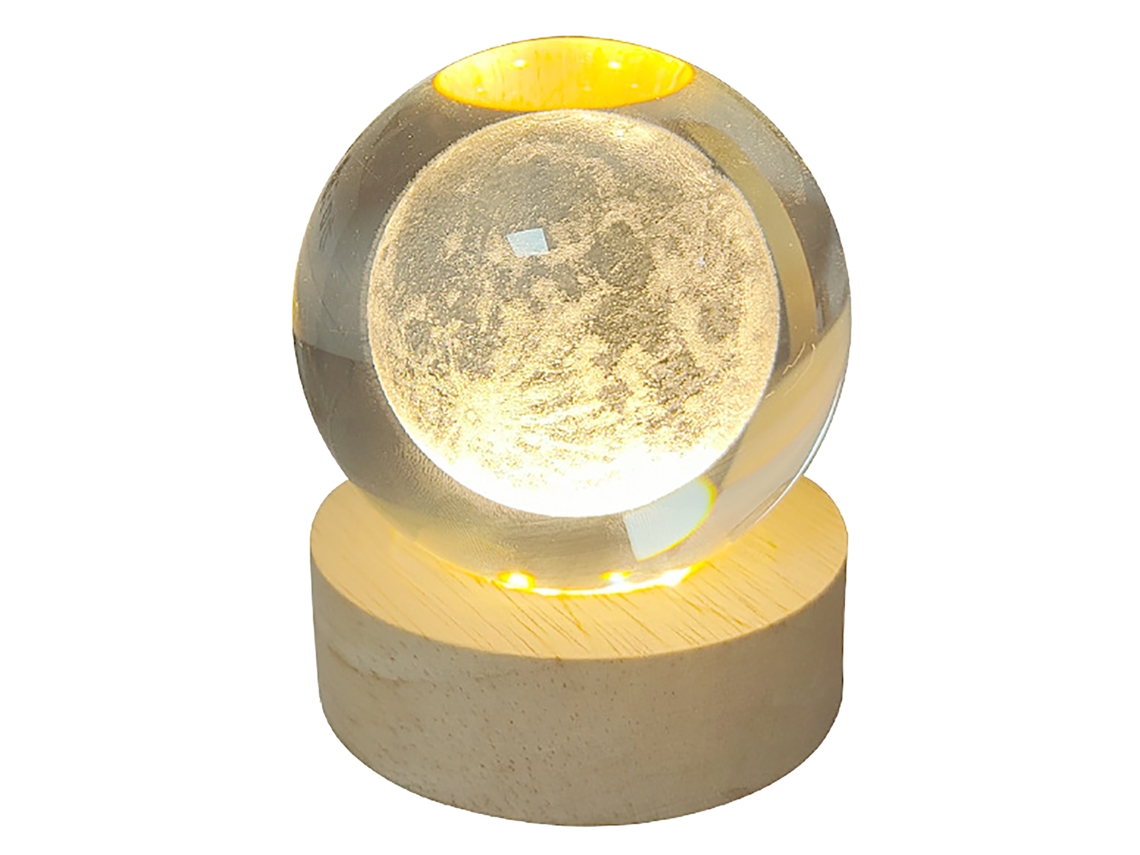 2026 lâmpada de Cristal Esfera Lua 3d 1,5w Usb Luz Quente 3000k Decorativa para Casa Quarto Noite