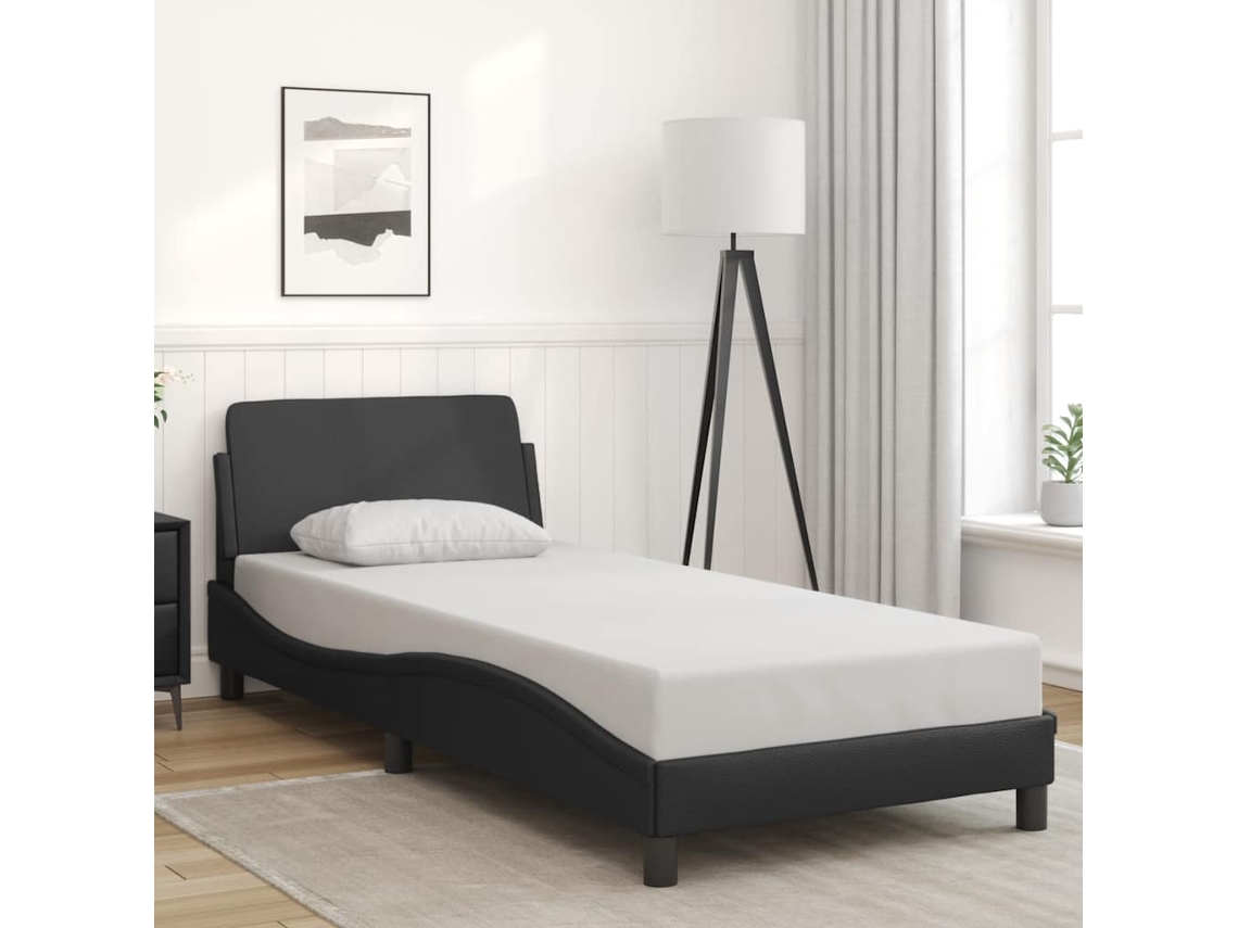Vidaxl Estrutura De Cama Dover 90x200 Cm Couro Artificial Preto