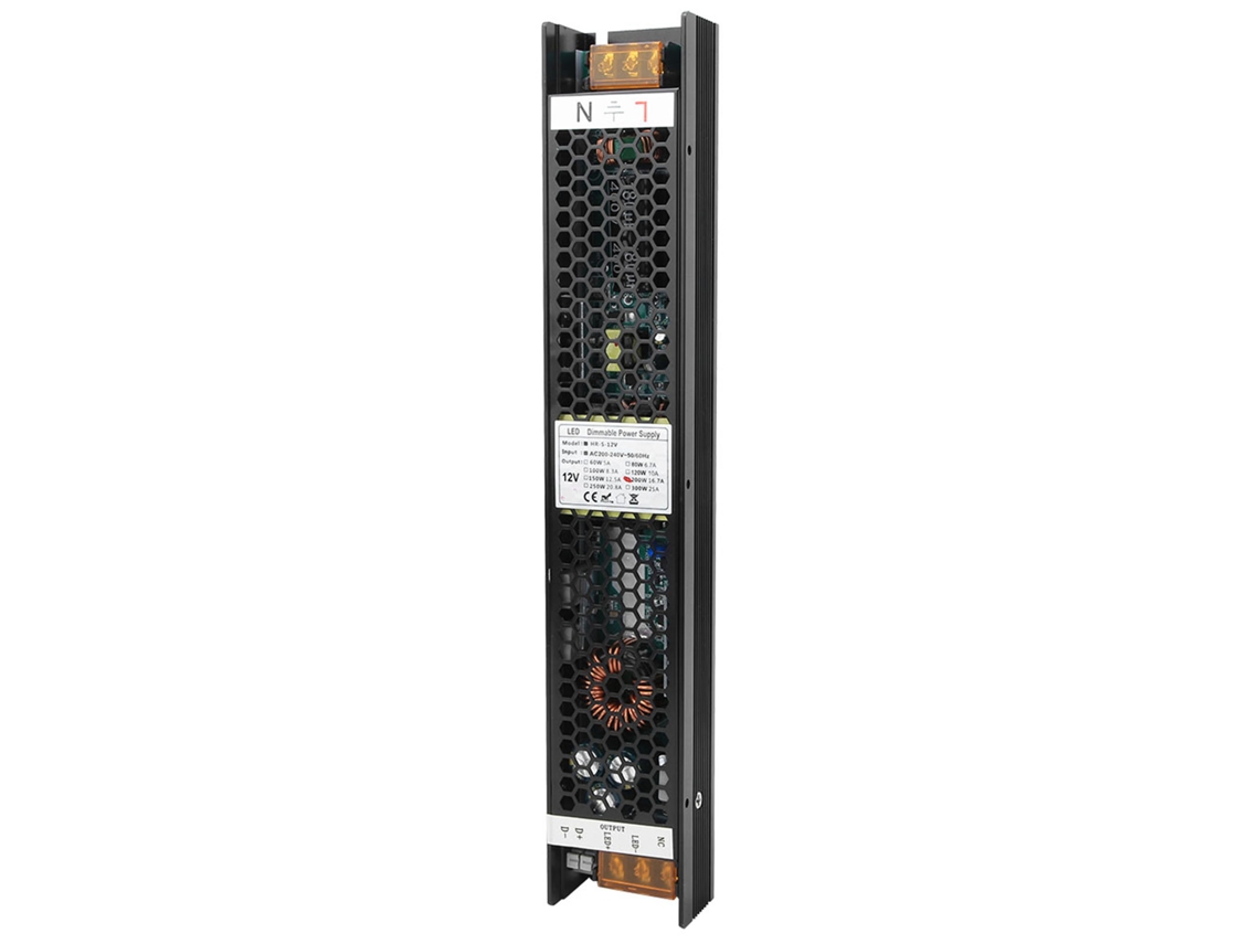 Laxiscreed Fonte De Alimentação Led De 200w Regulável Com Controlos Scr, 0-10v, Pwm E Dali Em Carcaça De Alumínio