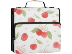 Organizador de Fichário 3 Argolas com Zíper, Alça Ombro e Mão para Escola Escritório, Vermelho, 3,8 Cm