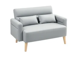 Sofá 2 Assentos Material Sintético 117x78x78 Cm Cinza