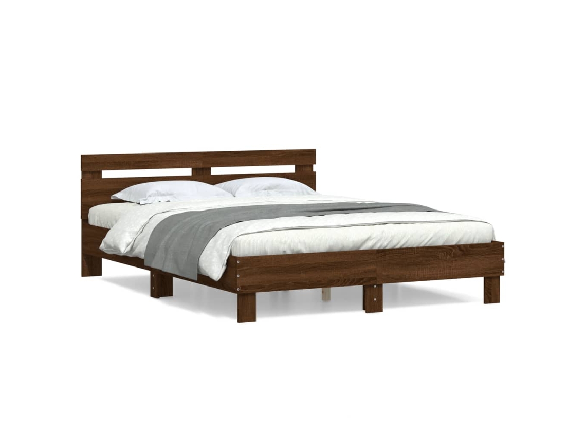 Bed Frame, Bed Frames Vidaxl Marrom Madeira Processada (150 X 200 Cm)