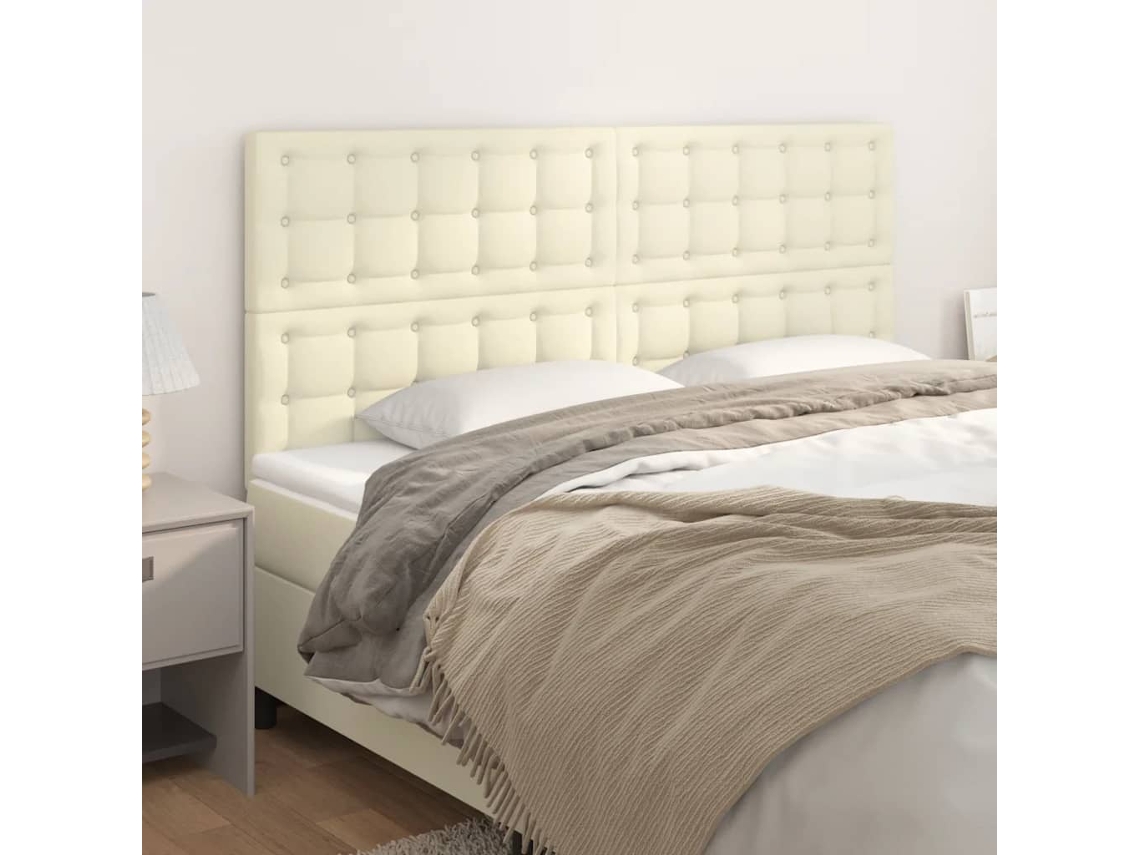 Vidaxl Cabeceira Creme 160x5x118/128 Cm Couro Sintético