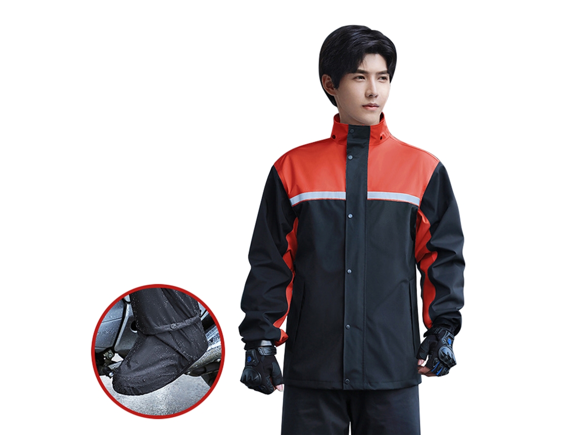 Traje De Chuva Para Homem Separado Impermeável Com Capuz E Calças Conjunto De Luvas De Chuva Reflexivo
