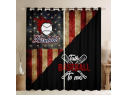 Cortinas De Beisebol Para Crianças, Com A Bandeira Americana, Cortinas Retrô, Decoração De Quarto Para Meninos E Meninas